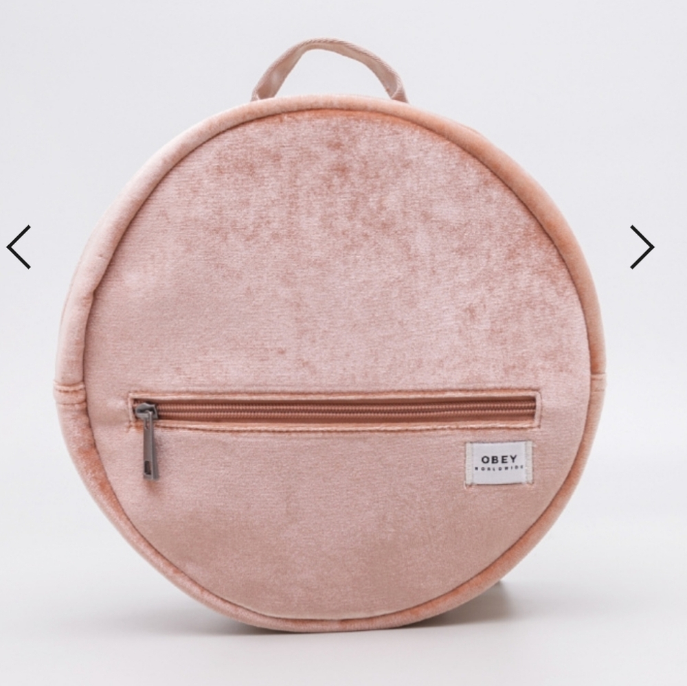 Obey SUPER RARE Blush Velvet Round Mini Backpack bag